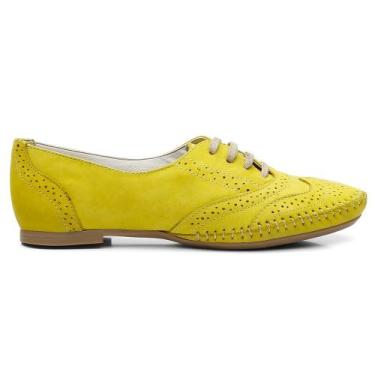 Imagem de Sapato Oxford Feminino Couro Cadarço Liso Dia a Dia Casual - Q&A, Amar
