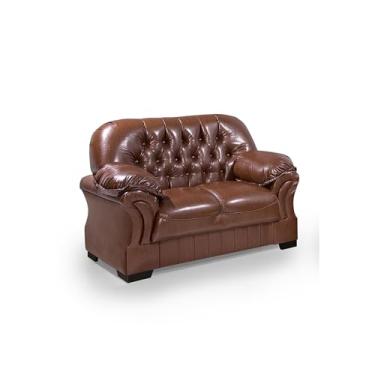 Imagem de Sofá Rei 2 Lugares Design Clássico Estrutura em Madeira e Revestimento em Couríssimo Pinhão