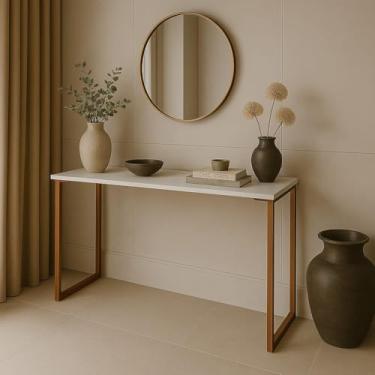 Imagem de Mesa Estilo Industrial off white para hall sala de luxo