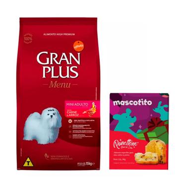 Imagem de Ração Gran Plus Cães Menu Adultos Mini Carne E Arroz -15Kg + Surpresa