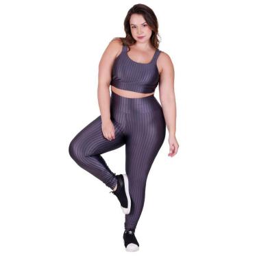 Imagem de Conjunto Fitness Plus Size Top com Bojo Removível e Legging Cintura Alta 3D Feminino Terra e Mar-Feminino