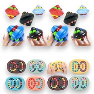 Imagem de Kit com 2 Cubos Sensoriais Anti-Stress, Brinquedo Fidget Toy, Ovo Spinner, Pião Giratório Puzzle Toys (PIÃO + PUZZLE TOYS)