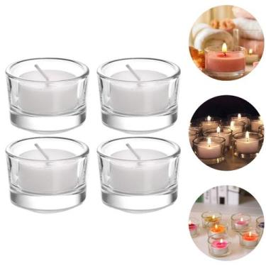 Imagem de 4 Castiçais De Vidro Redondo P/ Decoração Porta Vela 35ml - Freecom