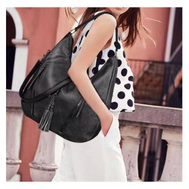 Imagem de Bolsa Feminina De Ombro e Transversal Tipo Saco Alto Padrão - Beaclea,