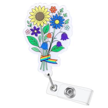 Imagem de Carretel de crachá de enfermeira engraçado, flor arco-íris, fofo, orgulho gay, retrátil com clipe jacaré, crachá médico para enfermeira, estudante de enfermagem, médico, amigo, trabalhadores de