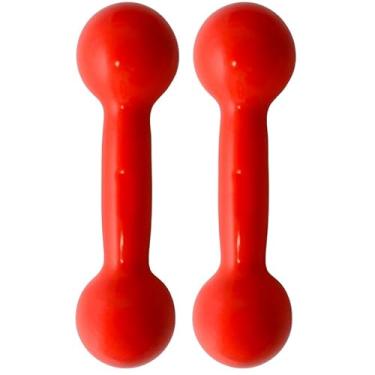 Imagem de Par Halter 1 Kg Emborrachado Treino C/2 Un/Peso Musculação Treino Peso Academia(VERMELHO)