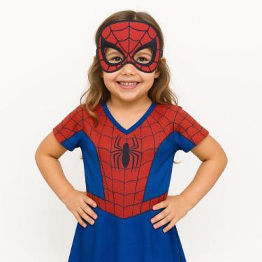 Imagem de Fantasia infantil Roupa Vestido Menina Homem Aranha com Máscara - MWM 