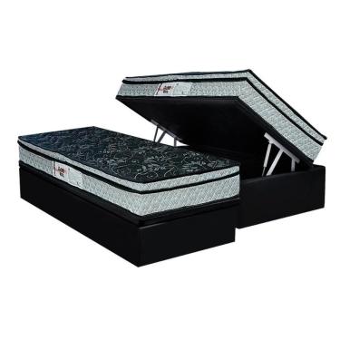Imagem de Conjunto Box Baú Solteiro: Colchão Espuma Paropas D28 Conforto Firme + Base Crc Suede Black (88x188)