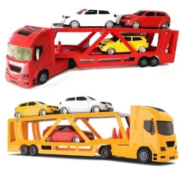 Imagem de Brinquedo Infantil Caminhão Cegonha Transcar Speedy Pollux com Carreta Carro Silmar