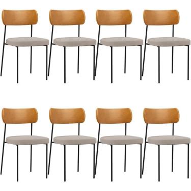 Imagem de Kit 08 Cadeiras Para Sala De Jantar Melina L02 Whisky Bege