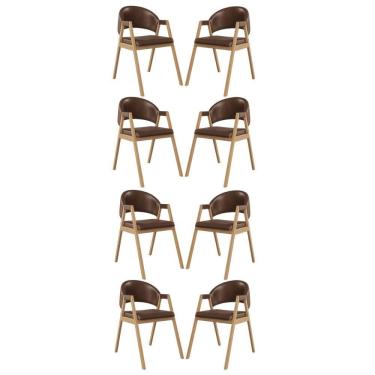 Imagem de Kit 8 Cadeiras Para Mesa De Jantar Moderna Courino Balaqui Marrom Escuro