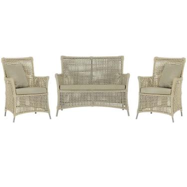 Imagem de Jogo Sofá E 2 Poltronas Igapó Alumínio Fendi E7 Trama Rami