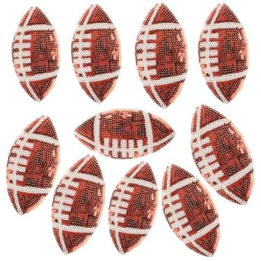 Imagem de Remendos decorativos de lantejoulas rugby bola jogo futebol futebol esportes futebol costurar emblemas bordados DIY camiseta chapéu mochila roupas apliques adesivo (vermelho)