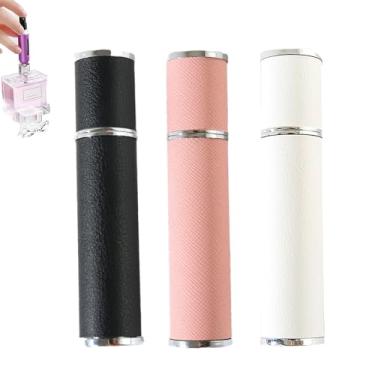 Imagem de Pacote com 3 frascos atomizadores portáteis de couro recarregável de 12 ml, frasco de refil de perfume tamanho viagem, dispensador de bolso luxuoso portátil, mini dispensador de colônia para mulheres