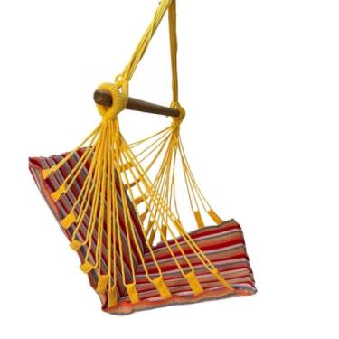 Imagem de Rede Cadeira De Teto Suspensa Reforçada Descanso e Balanço(VERMELHA-COLORIDA-CADEIRA)
