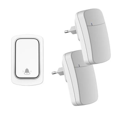 Imagem de Campainha Sem Fio Dupla Autoalimentada 150m IP44 com 38 Melodias e 2 Receptores (Branco)