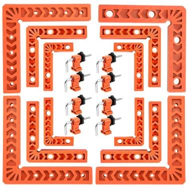 Imagem de Para fixação de ângulo preciso, conjunto de grampos de ângulo reto resistentes, braçadeiras de canto ajustáveis de 90° para marcenaria, material ABS de alta resistência, projetos de marcenaria