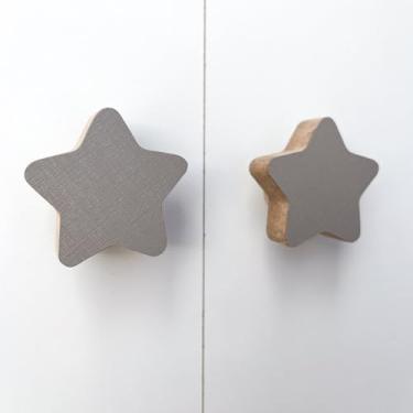 Imagem de 3 Puxadores Estrela Cinza Infantil Cômoda Gaveta Porta Móveis Armário