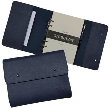 Imagem de Caderno Organizer 182-R Personalizado Raffai Couros, Azul Jeans