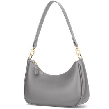 Imagem de KKXIU Bolsa de ombro feminina fofa Hobo bolsas e bolsas retrô clutch underarm, Cinza, Tendência