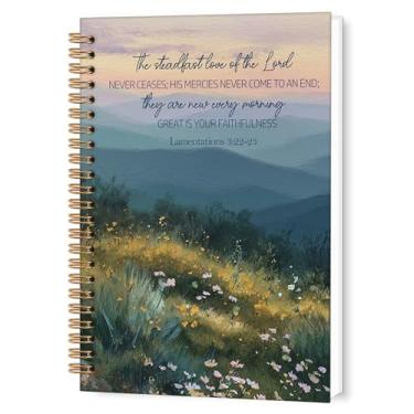Imagem de TWRVI Caderno espiral floral das escrituras cristãs, caderno religioso pautado na faculdade com paisagem vegetal para material de escritório escolar, cadernos de diário em versículo da Bíblia, 14 x