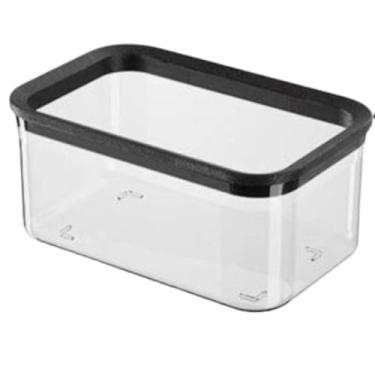 Imagem de Conjunto de 3 Potes Herméticos, Plástico PP Livre de BPA, Tampa com Vedação em Silicone, Transparente e Preto, 750ml/1700ml/2600ml, Empilhável, Para Alimentos