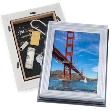 Imagem de Porta-retrato seguro para diversão com compartimento secreto para dinheiro, joias, objetos de valor, moldura escondida segura para decoração de casa, caixa de armazenamento secreto montada na parede