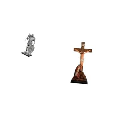 Imagem de Fenteer Escultura Nórdica de Resina de Cavaleiro E Santo Jesus, Estatueta Abstrata, Ornamento para Mesa, Armário, Mesa de Escritório, Centro de Mesa, Entrada,