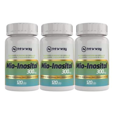 Imagem de 3x Mio Inositol + Cromo + Zinco Vitamina B1 B6 D3 K2 120 Cápsulas 500mg-Unissex