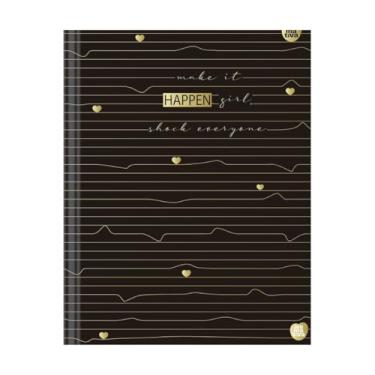 Imagem de Caderno Colegial Luxo Happen Floral Elegante Perfumado Animativa - 160 folhas Decoradas Papelaria Premium e Presente (Preto)