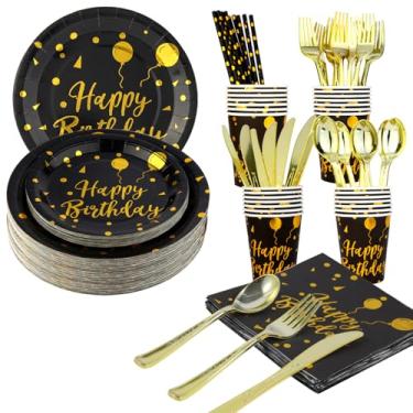 Imagem de 200/400 Pcs Party Supplies Set Paper Plates Napkins Cups Forks Knives and spoons serve for 25/50 Guests Birthday Party