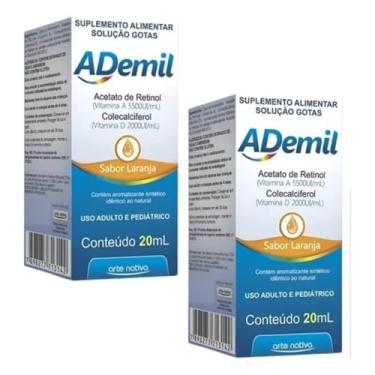 Imagem de Kit 2 Vitamina Ademil Gotas sabor Laranja Adulto e Pediatrico