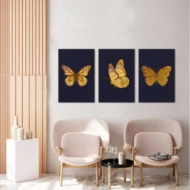 Imagem de Kit 3 Quadros Decorativos Borboleta Amarela - Datela