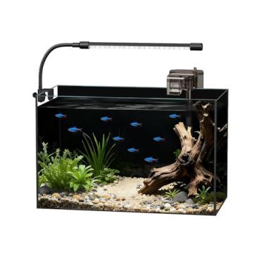 Imagem de Tanque de peixes de vidro de 5 galões, kit inicial de aquário Betta com filtro, luzes, tampa