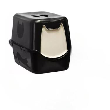 Imagem de Bandeja SanitáRia Fechada Grande Para Gatos — Conjunto De Casa De Banho Para Gatos Com Peneira, Bacia Com Filtro à Prova De Odores E Pá HigiéNica(Preto durapets)