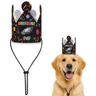 Imagem de NFL Pittsburgh Steelers Coroa de aniversário para animais de estimação, chapéu de festa de aniversário licenciado para cães e gatos, acessório de fantasia de time de futebol, roupa de celebração de