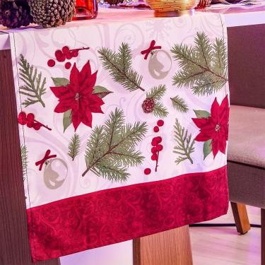 Imagem de Trilho De Mesa Facile Natalina 40x140cm 100% Poliéster Flor De Natal