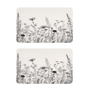 Imagem de Blueangle Conjunto de 2 ímãs de geladeira de flores pretas e brancas - Ímãs decorativos engraçados de geladeira de cozinha - Seguro para lava-louças e decoração magnética durável (398)