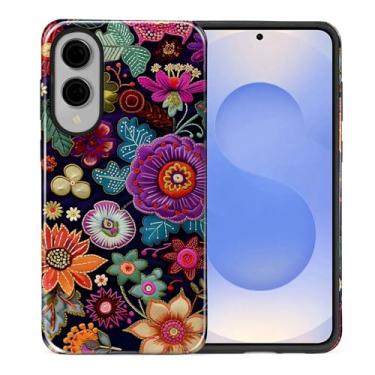 Imagem de CARLOCA Capa para Samsung Galaxy S25 Edge, design bordado floral arco-íris híbrido proteção dupla TPU macio + PC rígido, à prova de choque, capa protetora para telefone masculina e feminina elegante