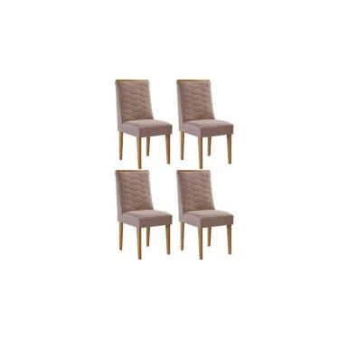 Imagem de Kit 4 Cadeiras Sala Jantar Maldivas 4 Un Madeira Capuccino-linho Capuccino - Rufato