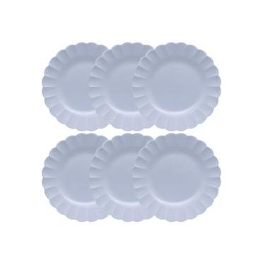 Imagem de Jogo 6 Pratos Rasos Porcelana Oxford Flora Áster 27,5 Cm: Azul Candy Color