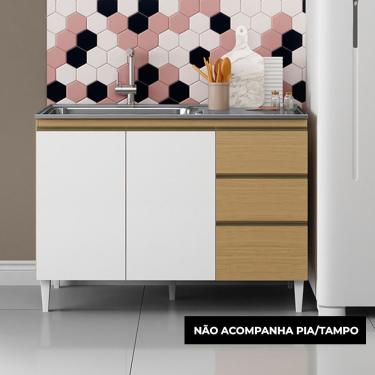 Imagem de Balcão Cozinha Com Tampo 120cm 3 Portas Paolla Atacama-off White A09 - D'rossi