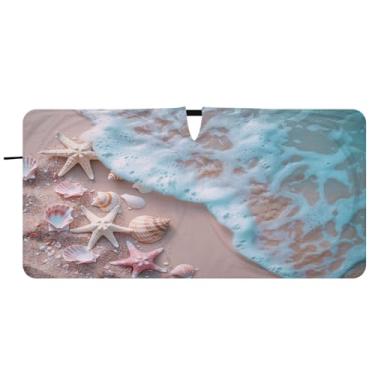 Imagem de Blueangle Para-brisa estrela do mar e coral - 149.9 cm x 76.2 cm dobrável carro janela dianteira para-sol blocos raios UV viseira solar (737)