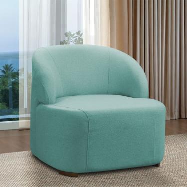 Imagem de Poltrona Decorativa Orgânica Para Sala Diully Bouclê Azul Turqueza E03 - D'rossi