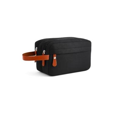 Imagem de Necessaire Masculina Impermeável, Nylon, 22x10x13cm, com Alça, Bolso Frontal com Zíper, Preta e Azul Marinho, 120g, Clássica