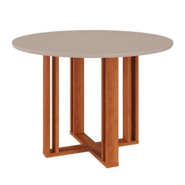 Imagem de Mesa de Jantar Redonda com Tampo MDF Flora Cinamomo e Off White 109 cm