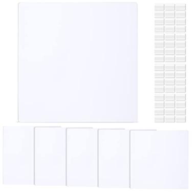 Imagem de Sosation 6 peças de placa quadrada de plástico em branco para cobertura de teto com 48 peças de fita adesiva dupla face para tetos ou parede (25 cm)
