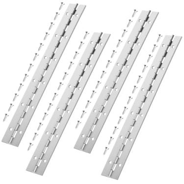 Imagem de Sissatthai 4 peças de dobradiça de piano de aço inoxidável de 30,5 a 3 cm de largura, dobradiça prateada para piano, dobradiças longas resistentes, para armário de barco, caixa de móveis, faça você