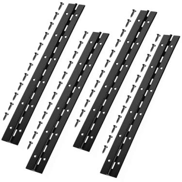 Imagem de Sissatthai 4 peças dobradiça de piano de aço inoxidável 30,5 cm - 3 cm de largura, dobradiça preta para piano dobradiça longa resistente para armário de barco de madeira caixa de móveis faça você