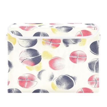 Imagem de STAYTOP Cesto de armazenamento dobrável de basquete colorido com tampa, caixa de armazenamento decorativa, organizador de cubos, cestas de armazenamento para quarto, armário e sala de estar